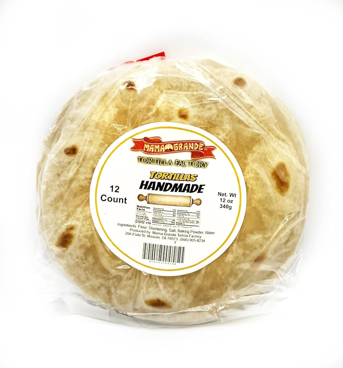 Mama Grande Tortilla Factory - Handmade Style Flour Tortillas - 6.5 Inch - 1 Pack (12 Tortillas)