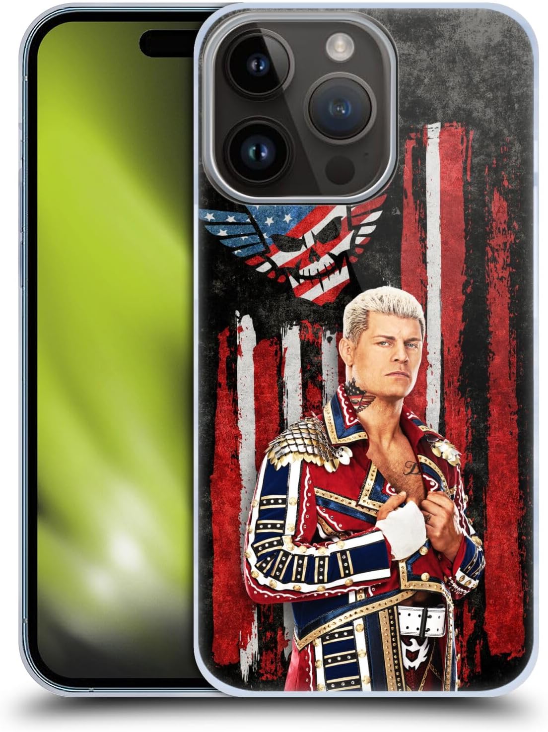 Head Case Designs Officially Licensed WWE American Nightmare Flag Cody Rhodes Hard Back Case Compatible with Apple iPhone 15 Pro