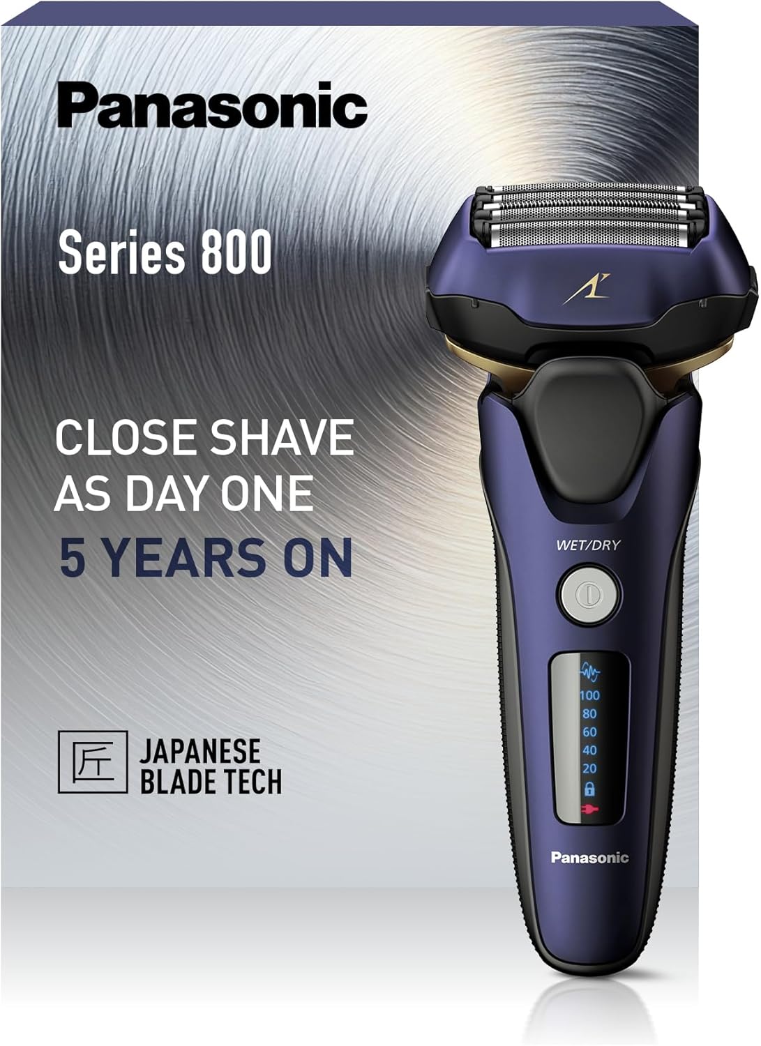 Panasonic ES-LV67 5-Blade Wet & Dry Electric Shaver For Men, Rechargeable, Responsive Beard Sensor, Multi-Flex 16D Head(Navy and Black) ( UK 2pin Bathroom Plug)