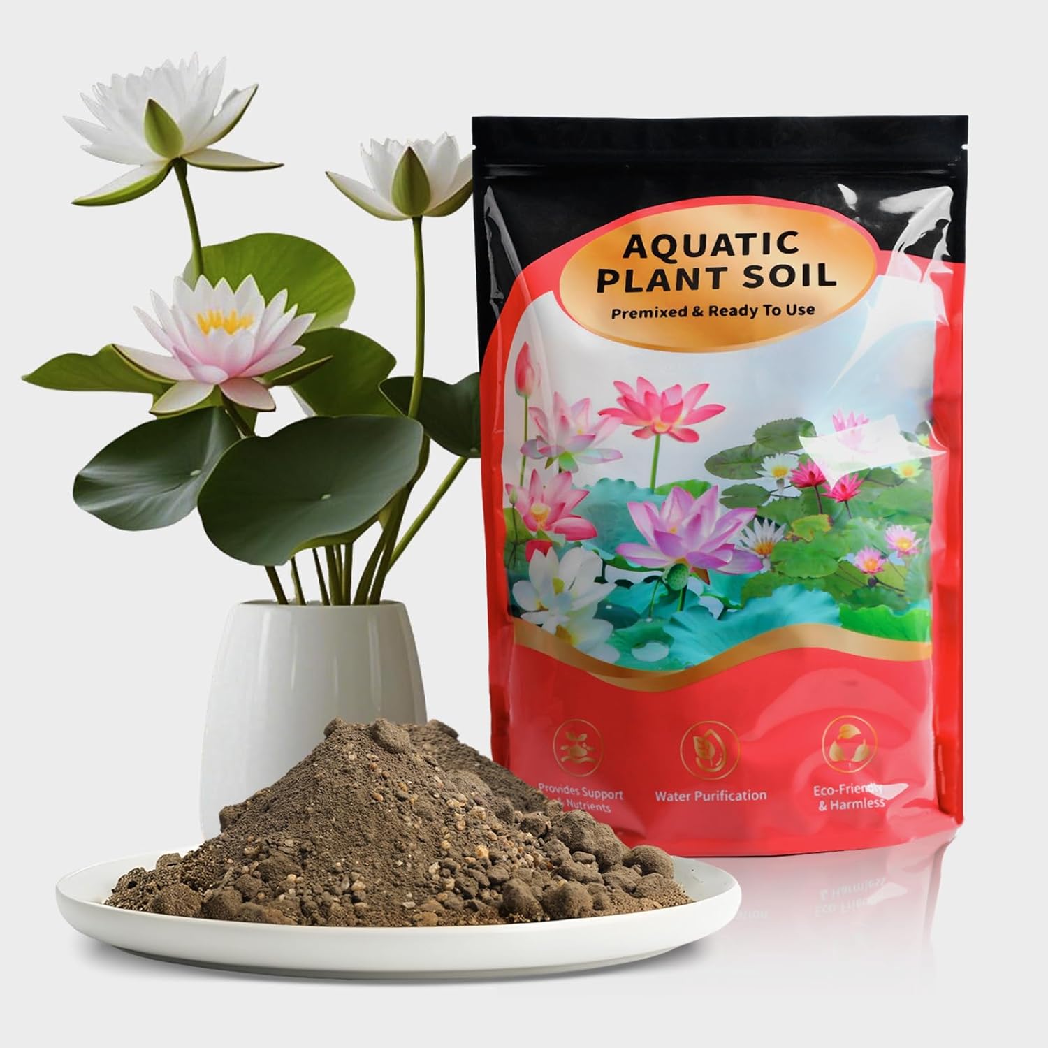 Aquatic Plant Soil for Lotus & Pond Plants/Aquaquarium Substrate 3.3 LBS- Natural Organic Growing Medium for Hydroponic Plants & Water Gardens | Aquarium Safe Nutrient-Rich