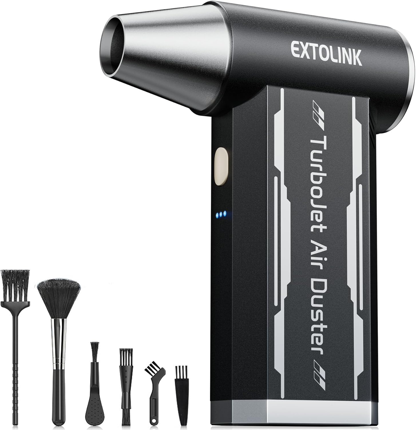 EXTOLINK L8 Compressed Air Duster 180,000 RPM 4-Speed Electric with TurboJet Mode, 8000mAh Battery & Cleaning Kit, for PC, Keyboard, Laptop, Car, Home