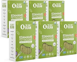 The Only Bean - Organic Edamame Fettuccine Pasta - High Protein, Keto Friendly, Gluten-Free, Vegan, Non-GMO, Kosher, Low Carb, Plant-Based Bean Noodles - 8 oz (6 Pack)