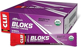 CLIF BLOKS - Mountain Berry Flavor - Energy Chews - Non-GMO - Plant Based - Fast Fuel for Cycling and Running - Quick Carbohydrates and Electrolytes - 2.12 oz. (18 Count)