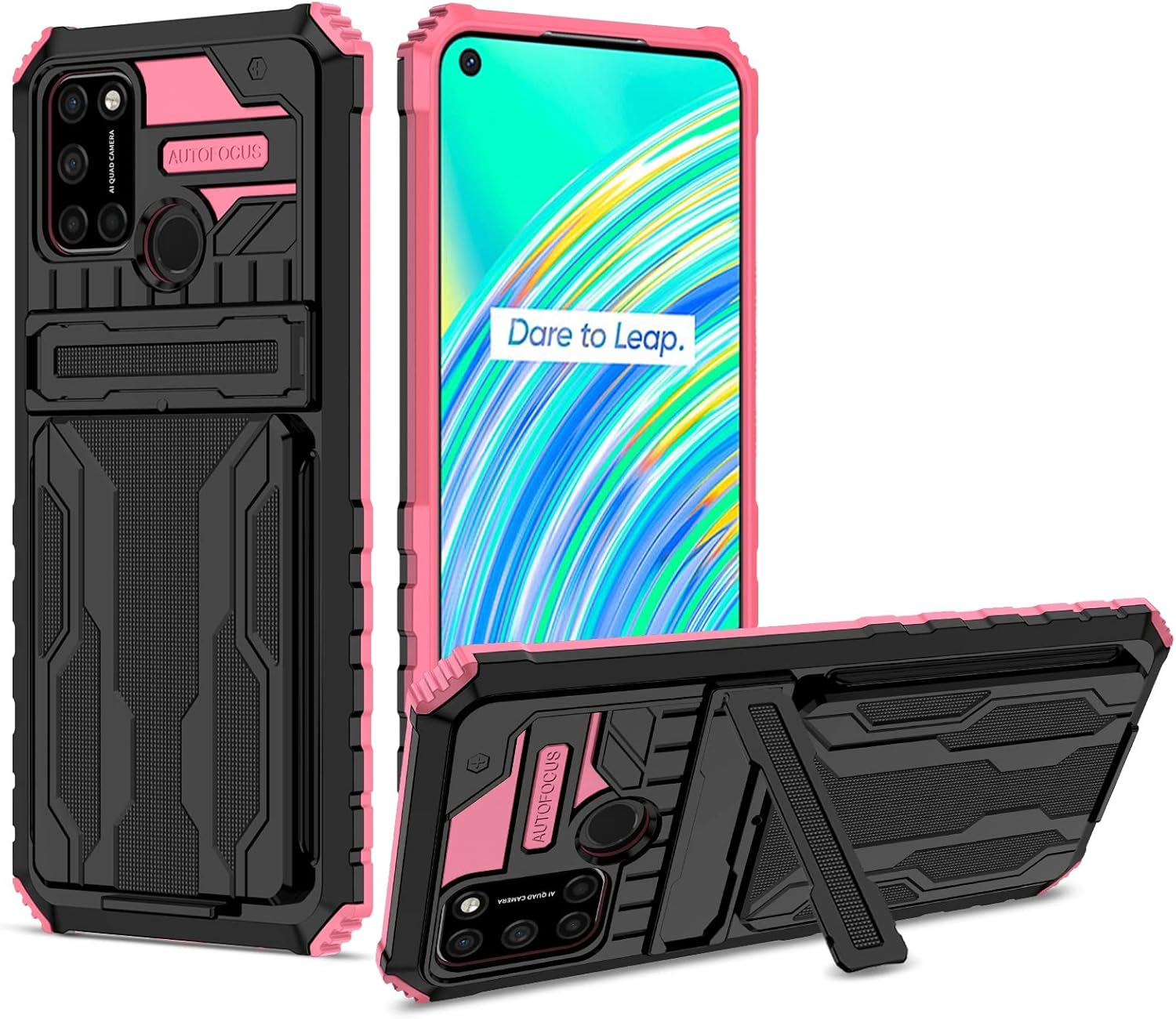 Phone Protection Compatible with OPPO Realme C17/Realme 7i Case with Card Package Holder,Military Grade Protection Heavy Duty Shockproof Phone Case Cover Compatible with OPPO Realme C17/Realme 7i phon