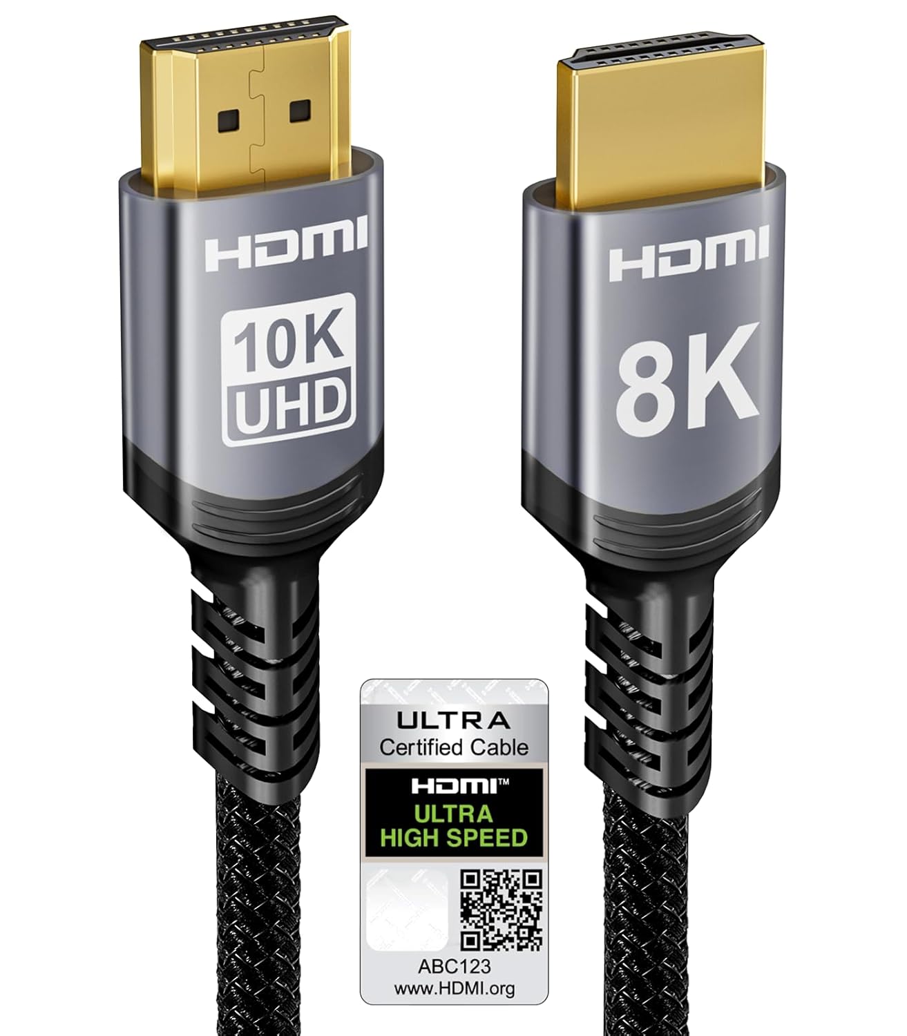 Sniokco 10K 8K HDMI 2.1 Cable 6.6FT, Certified 48Gbps Ultra High Speed HDMI® Cable 4K 240Hz 165Hz 120Hz 8K 60Hz eARC HDCP2.3 HDR10+ Compatible with PC TV Monitor Projector Ro-ku Sky-Q PS5 X-Box
