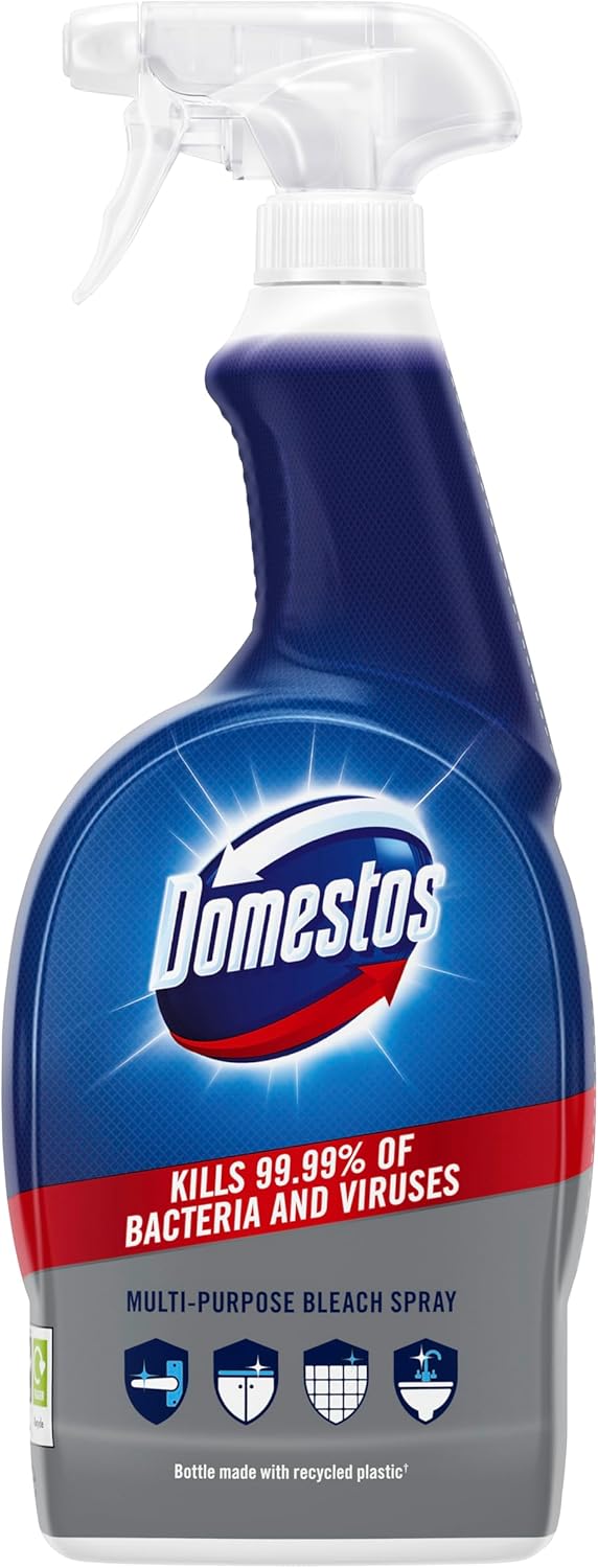 Domestos Bleach Multi-Purpose Eliminates 99.99% of all Bacteria and Viruses Cleaner Spray Disinfectant for Hygienically Clean Surfaces 700 ml