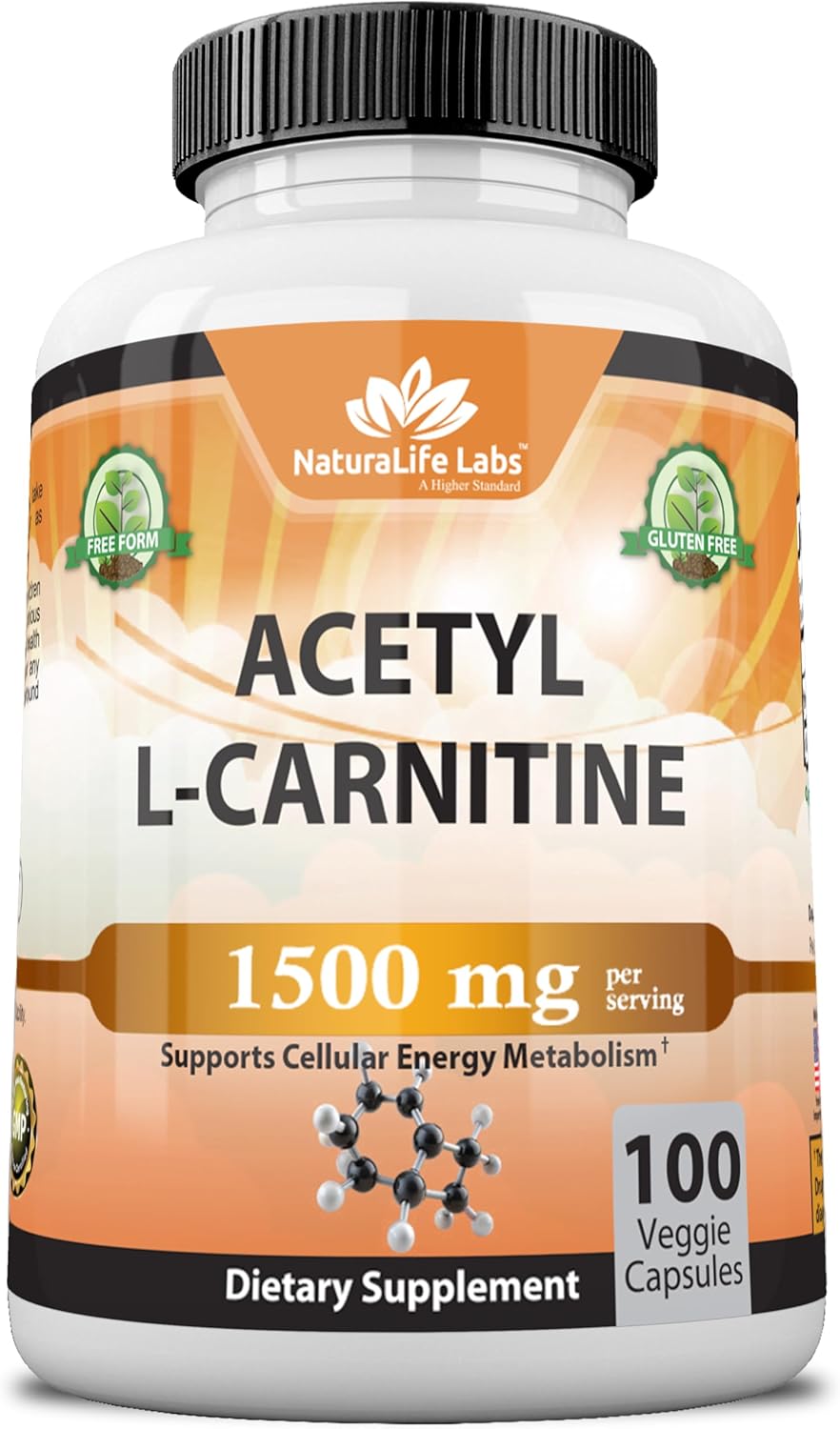 Acetyl L-Carnitine 1,500 mg High Potency Supports Energy Production, Sports Nutrition, Supports Memory/Focus - 100 Veggie Capsules