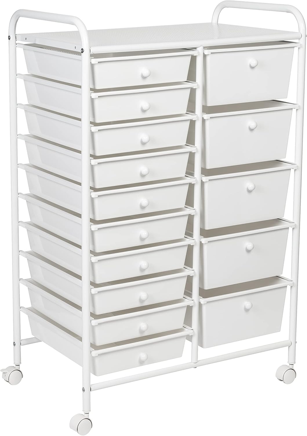 Honey Can Do 15-Drawer Metal Rolling Storage Cart, White CRT-09106 White