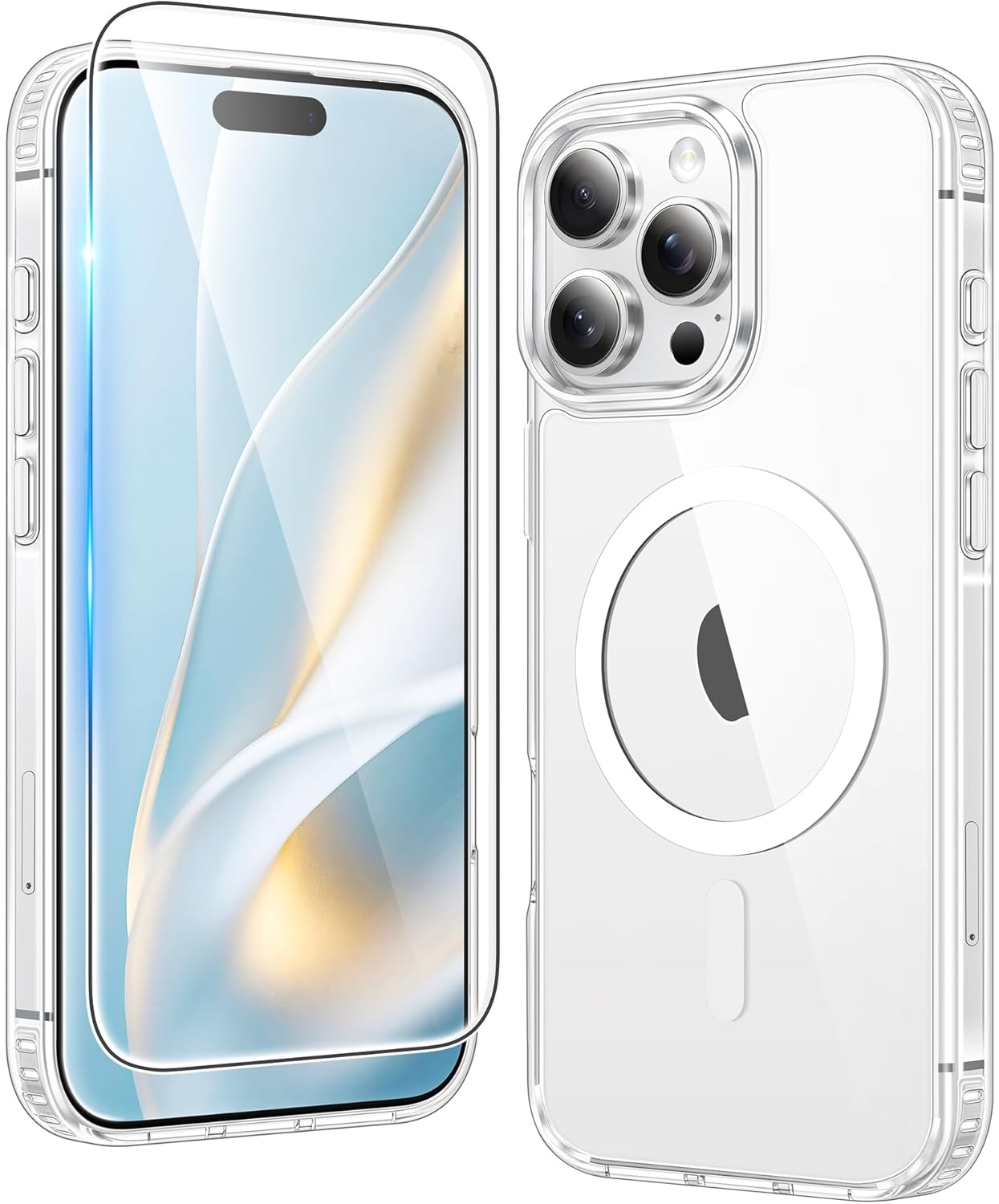 FNTCASE for iPhone 16 Pro Case: iPhone 16 Pro Phone Clear Case Magnetic Military Grade Drop Protection Anti Yellowing Cell Phone Cover - Rugged Shockproof Protective Bumper Transparent Cases(Clear)