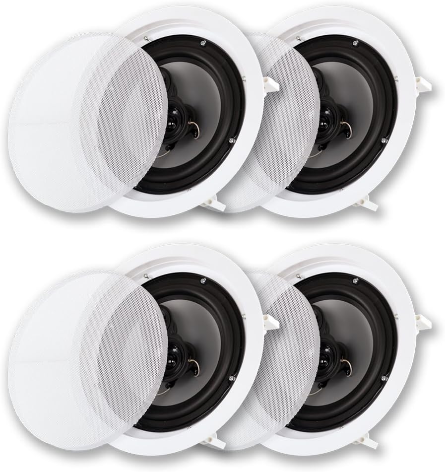 Acoustic Audio CS-IC83 in Ceiling 8" Speaker 2 Pair Pack 3 Way Home Theater 1400 Watt