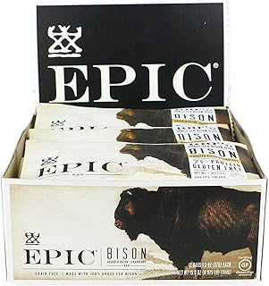 EPIC Bison Bacon Cranberry Bars, Grass-Fed, 12 Count Box 1.3oz bars