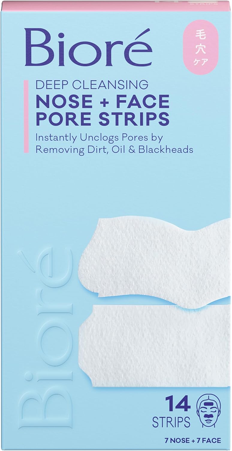Biore Deep Cleansing Blackhead Remover Nose Strips and Face Pore Strips Combo, Pack of 14
