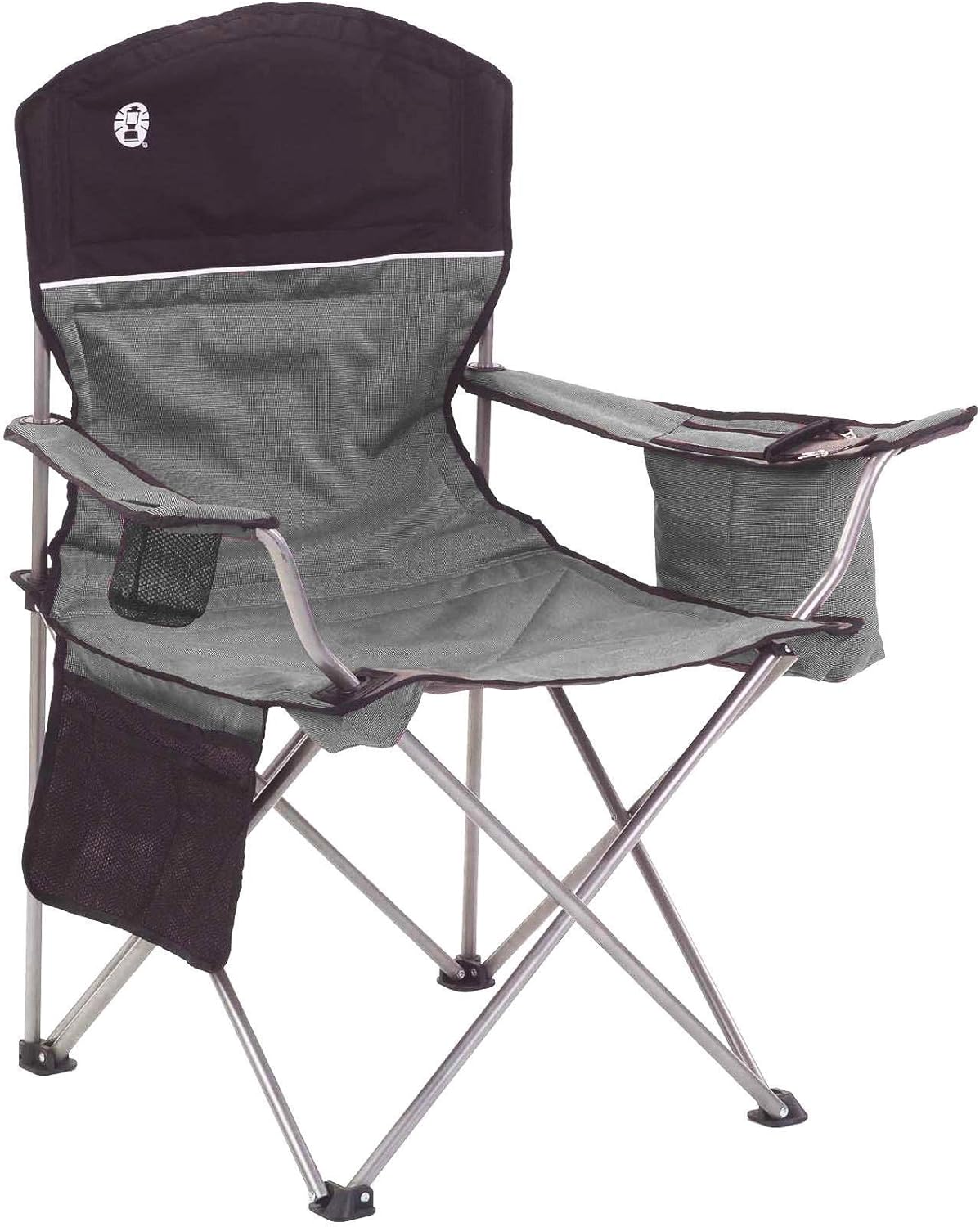 Coleman Portable Camping Chair with 4-Can Cooler, Cushioned Seat & Back with Side Pockets & Cup Holder, Carry Bag Included, Great for Camping, Tailgating, Firepits, Patio, & More