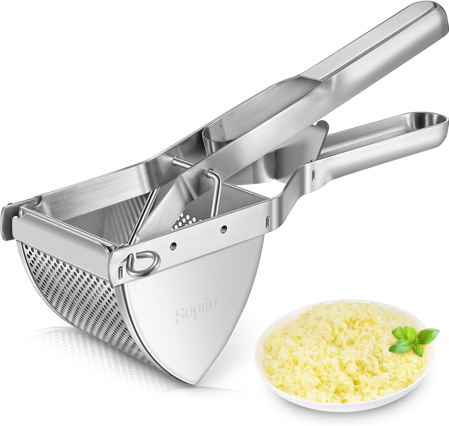 Potato Ricer, Sopito Stainless Steel Potato Ricer Multifunctional Fruit Vegetable Masher for Smooth Fluffy Mashed Potatoes