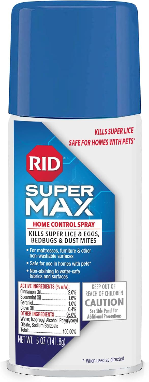 RID Super Max Lice Treatment Home Spray for Non-Washable Home Interiors