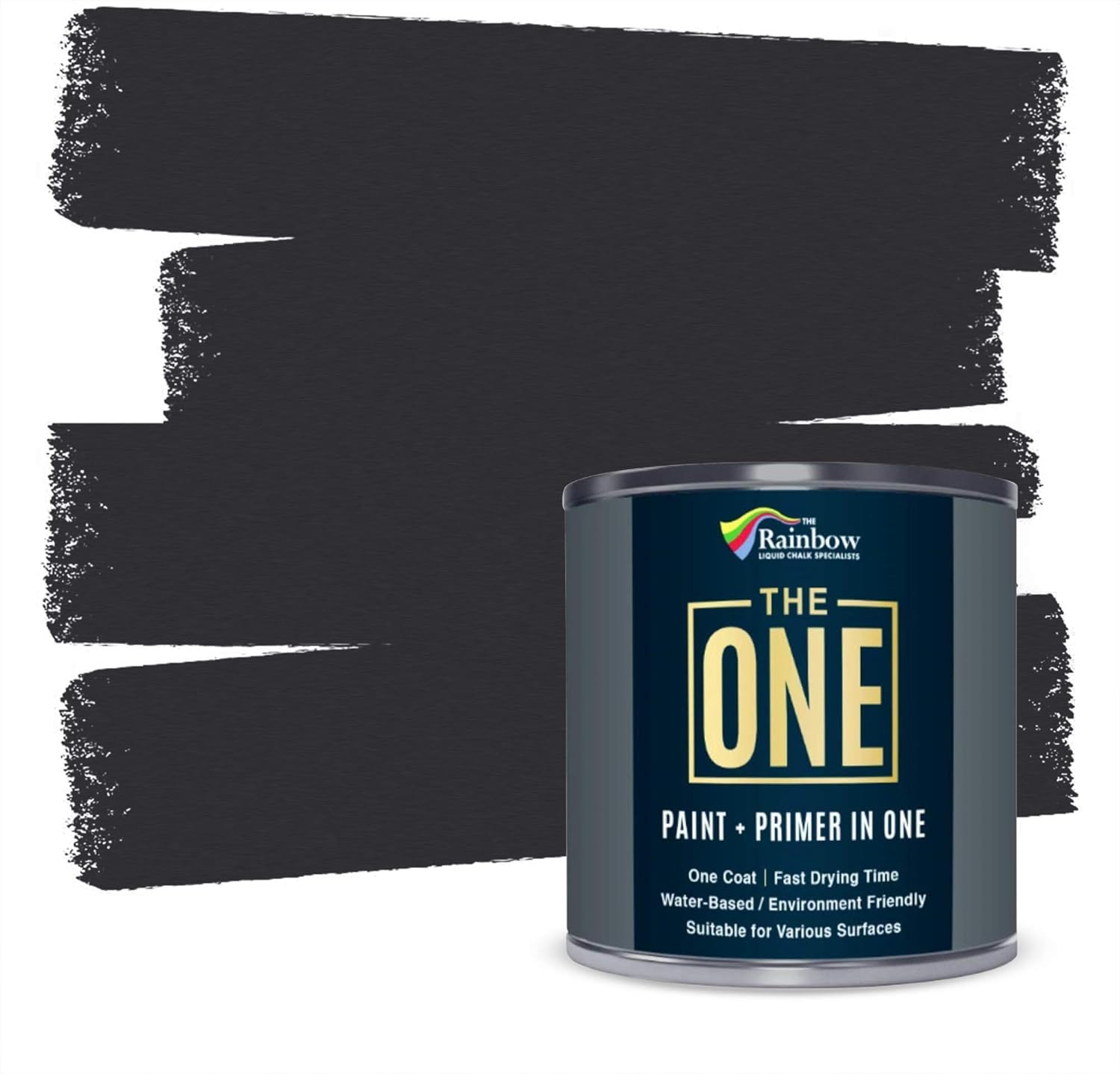 THE ONE Paint & Primer | Quick Drying Durable Paint | For Furniture, Cabinets, Front Door, Walls, Bathrooms, Kitchens and Tiles | Suitable for Interior/Exterior | Charcoal Matte, 250ml