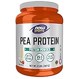NOW Foods Sports Nutrition, Pea Protein 25 g With BCAAs, Easily Digested, Vanilla Toffee Powder, 2-Pound