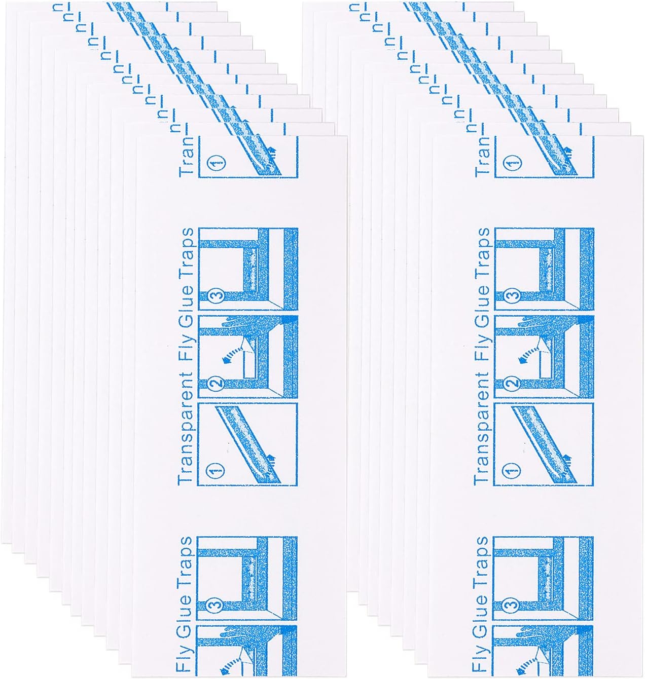 SAVITA 24pcs Window Fly Trap Sticker for Indoors Sticky Glue Traps Fly Paper Sticky Strips Clear for Outdoors Indoors Home School for Restaurant Canteen