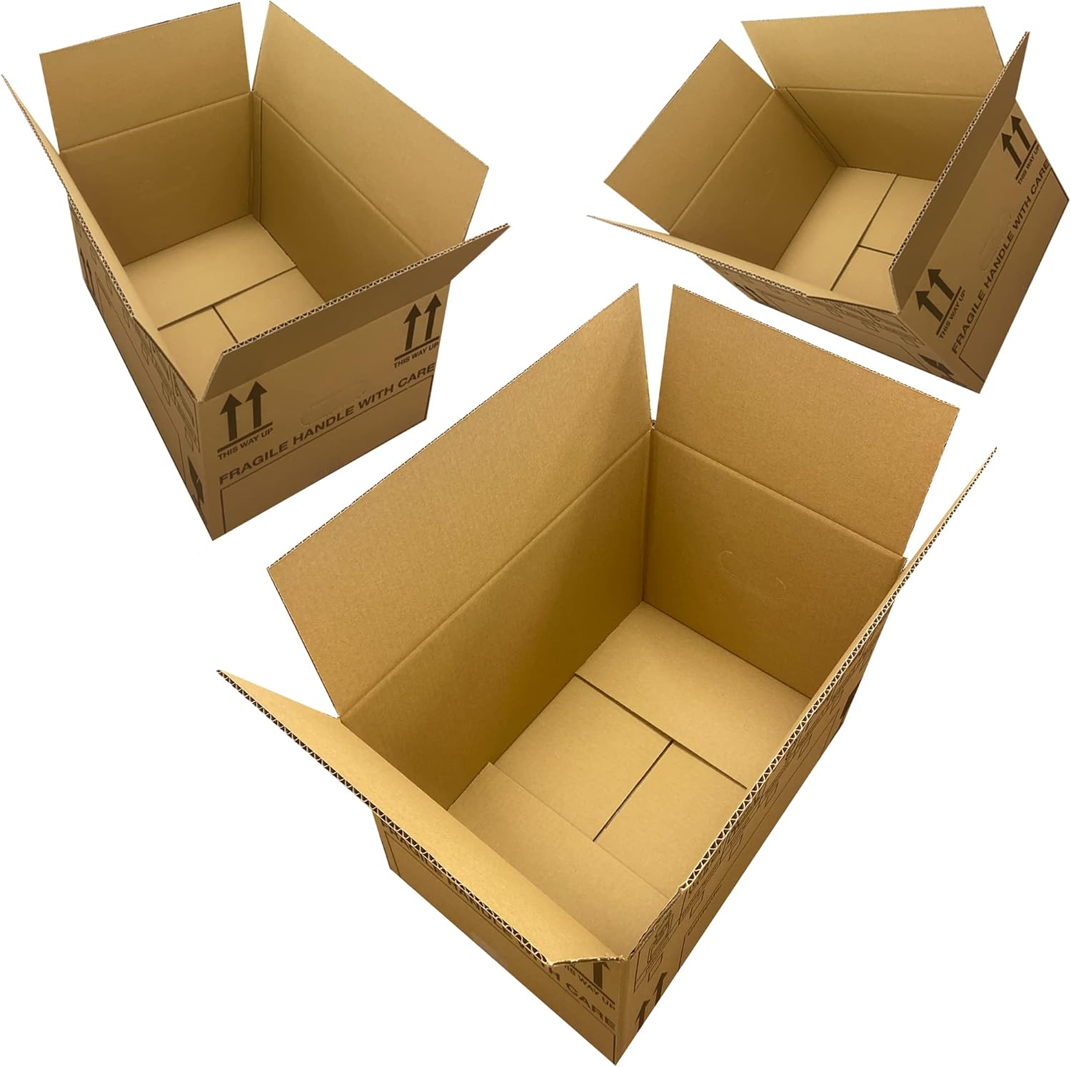 PlutoPackaging 10 Large Strong Cardboard Packing Moving House Boxes 47cm x 31.5cm x 25.5cm with Carry Handles and Room List