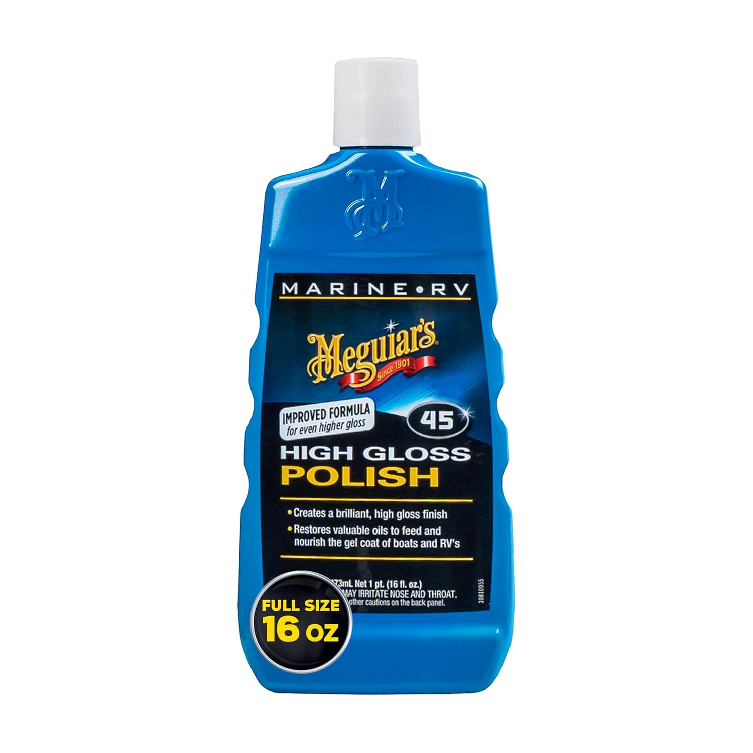 Meguiar's Marine/RV M4516 High Gloss Polish - Professional Grade Boat and RV Polish for a Sleek, High-Shine Finish for Fiberglass & Gel Coat - 16 Oz (Packaging May Vary)