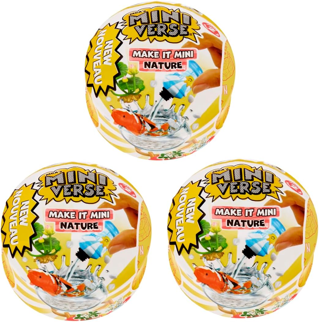 MGA's Miniverse - Make It Mini Nature Series 2 (3 Pack) Mini Collectibles, Blind Pack, DIY, Crafts, Resin Play, Replica Plants, Animals, Mini Flowers, Botanicals, NOT Edible, Collectors