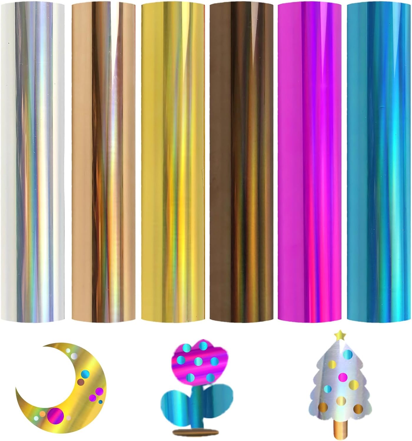 30.5 X 25.4cm Colorful Transfer Vinyl Film, 6Pcs PET Heat Transfer Vinyl, PU Flex Film for Plotter Cutting, Self-Adhesive Craft for Artists, Textile for Plotters for DIY Craft Clothing