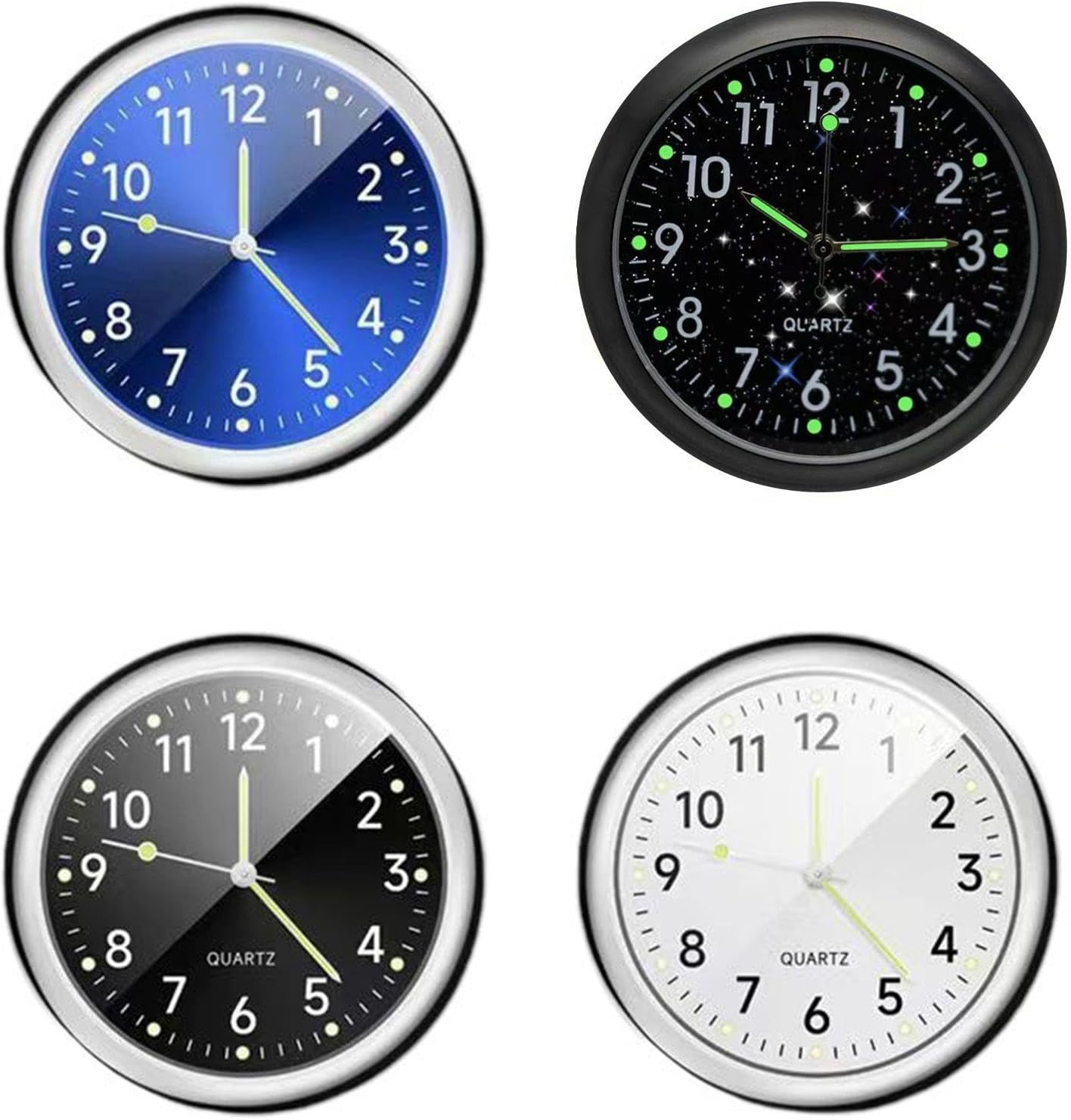 4 Pieces Car Clocks, 4 Pieces Double Sided Tape, Mini Quartz Watch, Metal Clock Watch, Car Accessories