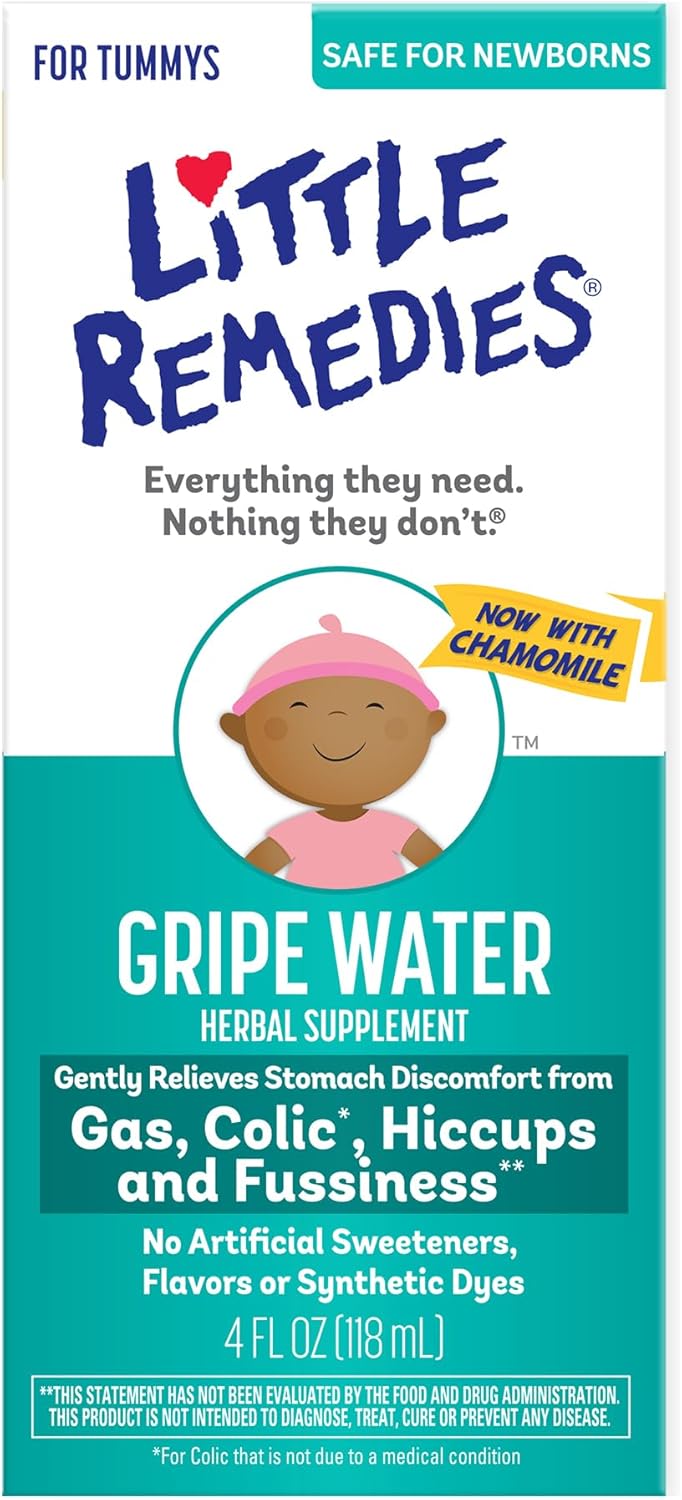 Little Remedies Gripe Water-No Alcohol, Sodium Bicarbonate, Artificial Color & Gluten Free-Safe for Newborns, 4 Fl. Oz (Pack of 1)