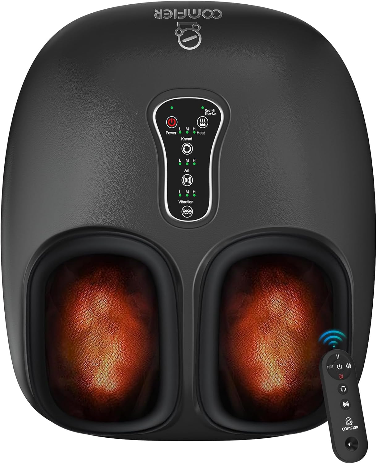 COMFIER Foot Massager with Shiatsu, Deep Kneading, Vibration, Rolling, Compression, Heated Foot Massager for Plantar Fasciitis, Multi Modes Settings, Remote Control, Birthday Gifts for Women Men