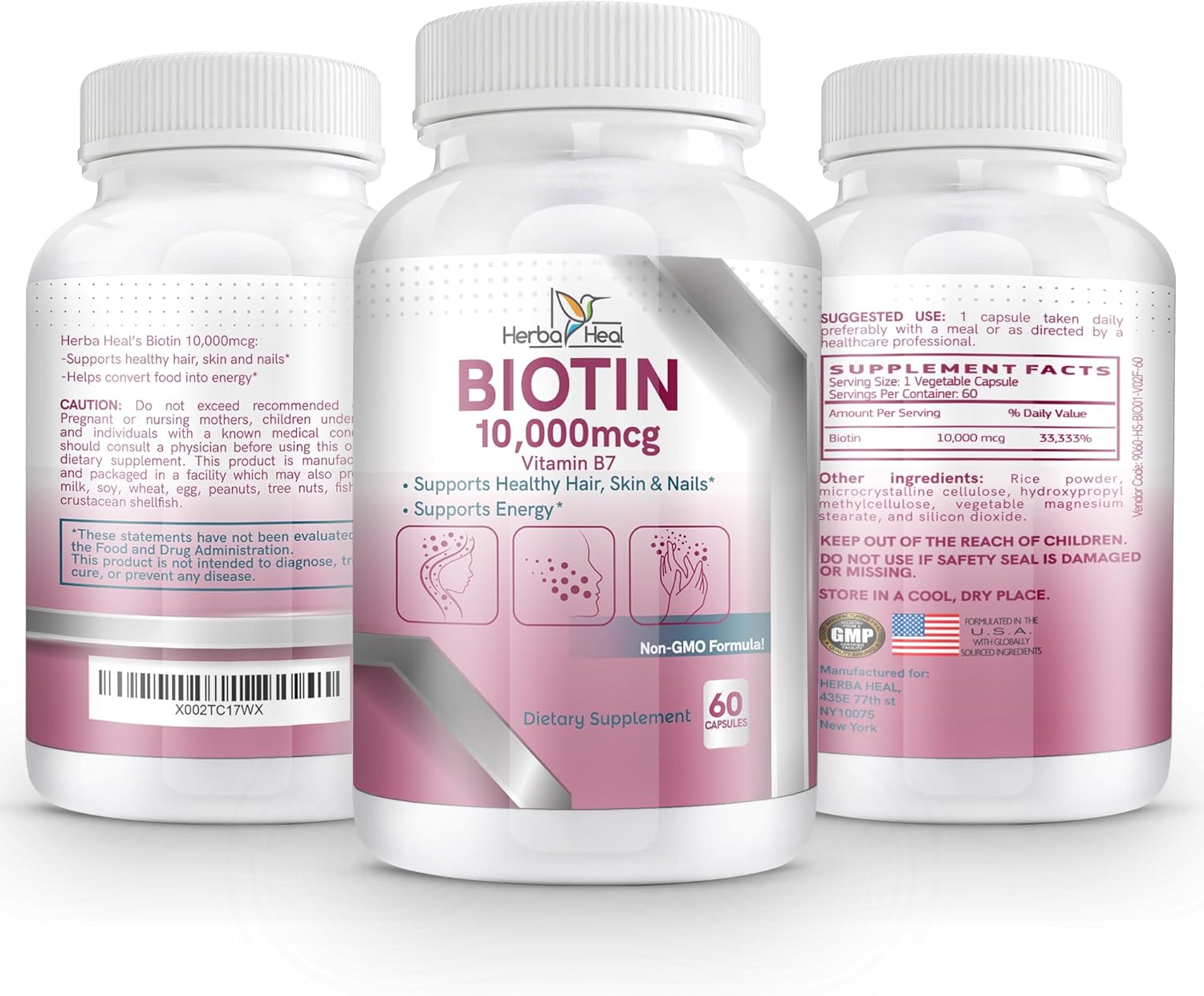 Biotin 10,000MCG Capsules Hair Growth for Women and Men - Vitamin B7 Pills - High Potency Supplement for Healthy Skin Nails and Hair Transplant