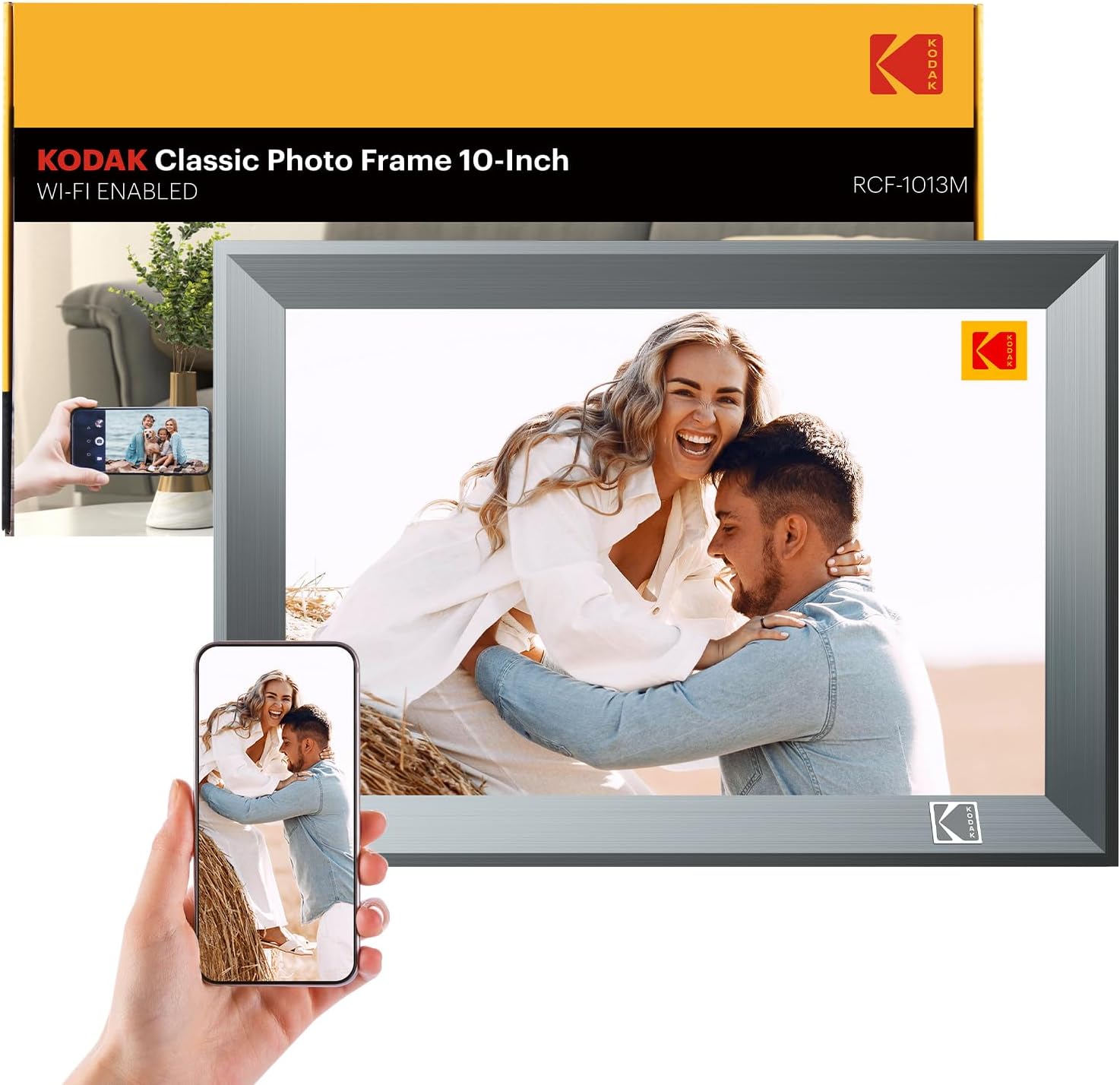 KODAK Digital Photo Frame 10.1 inch with WiFi, WiFi Electronic Frame with 32GB Storage,1280 * 800 HD IPS Touch Screen, Auto-Rotate, Share Photos and Videos, for Women