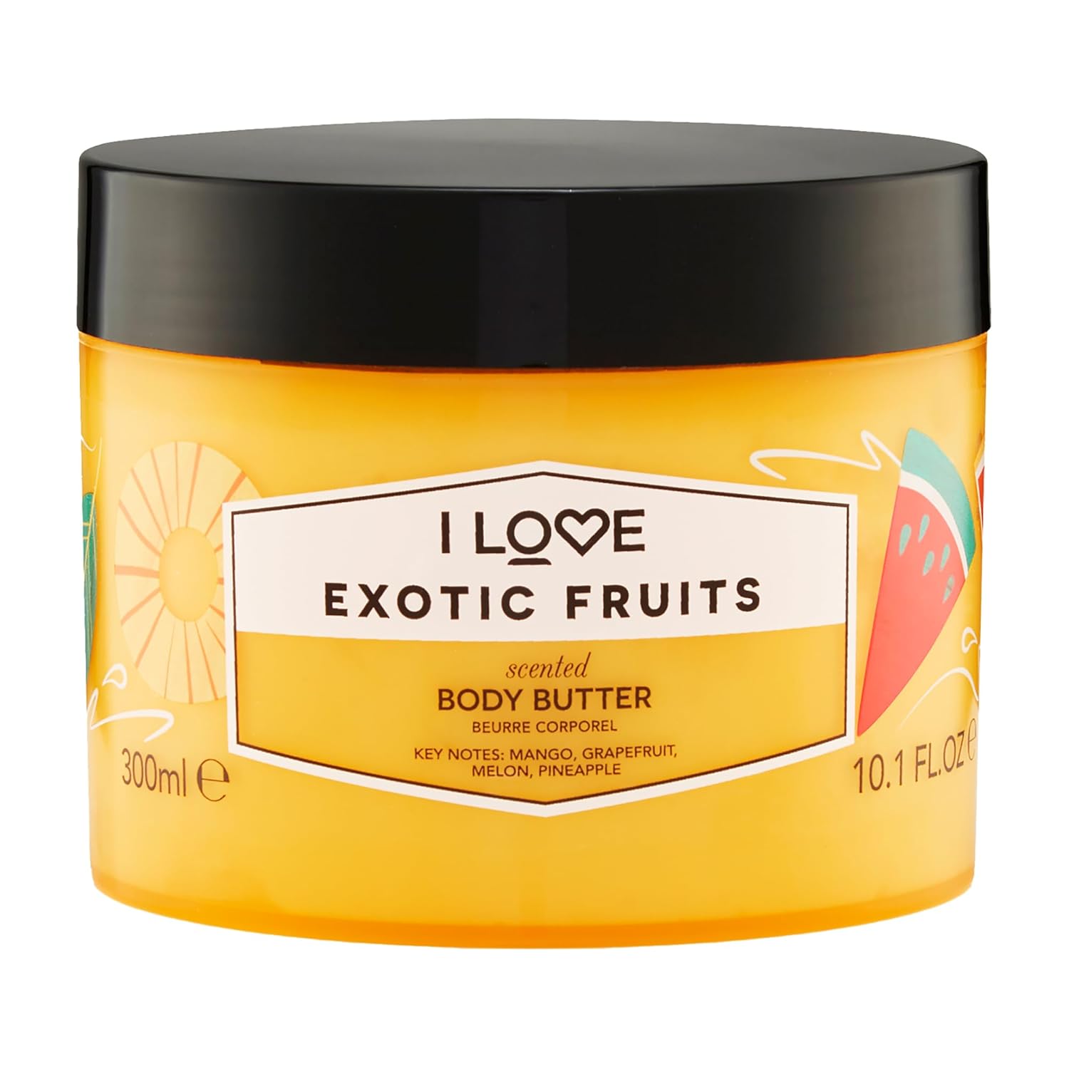 I Love Exotic Fruit Scented Body Butter - Hydrating Body Butter for Dry Skin - Vitamin E and Aloe Vera - Shea Butter and Coconut Oil - 10.1 oz