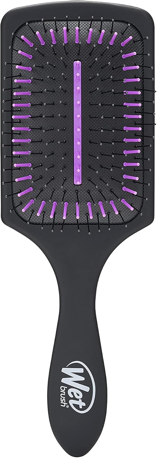 WetBrush Paddle Detangler with HeatFlex Bristles and Aquavents to Help Drying, Wider Surface Area Detangles in Less time with Ease, Suitable for All Hair Types, Infused with Charcoal, Black