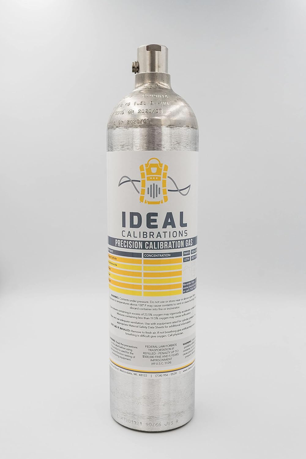 4-Gas Calibration Blend for Industrial Scientific MX6, M40, Ventis MX4 Gas Detection Monitors (116L)