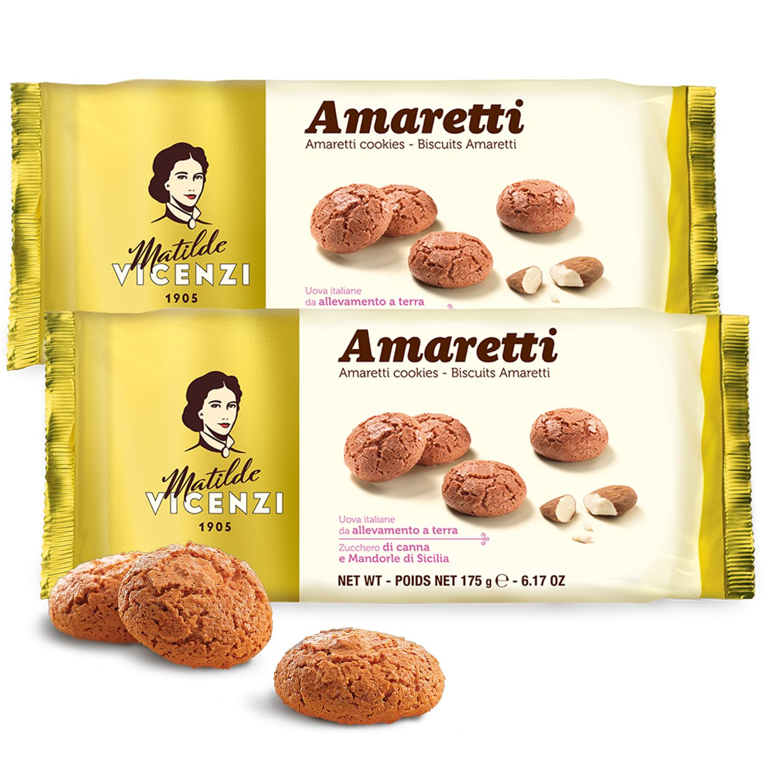 Matilde Vicenzi Amaretti Cookies - Gourmet Italian Crispy Almond Cookies - Bite-Sized Traditional Coffee & Tea Biscuits Made in Italy - 6.17 oz (175g), 2 Pk