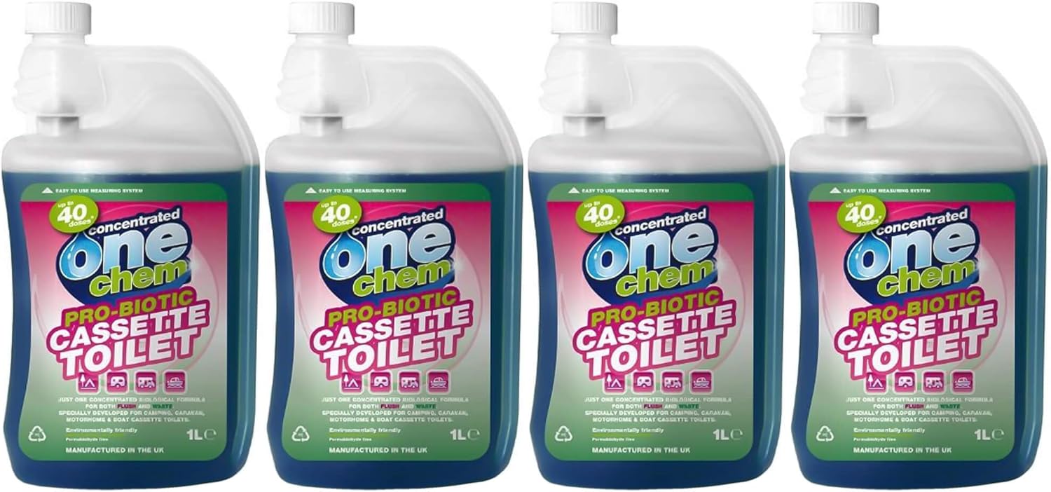 One Chem Probiotic Cassette Toilet Blue Concentrate for waste and flush tanks 4 x 1L bundle