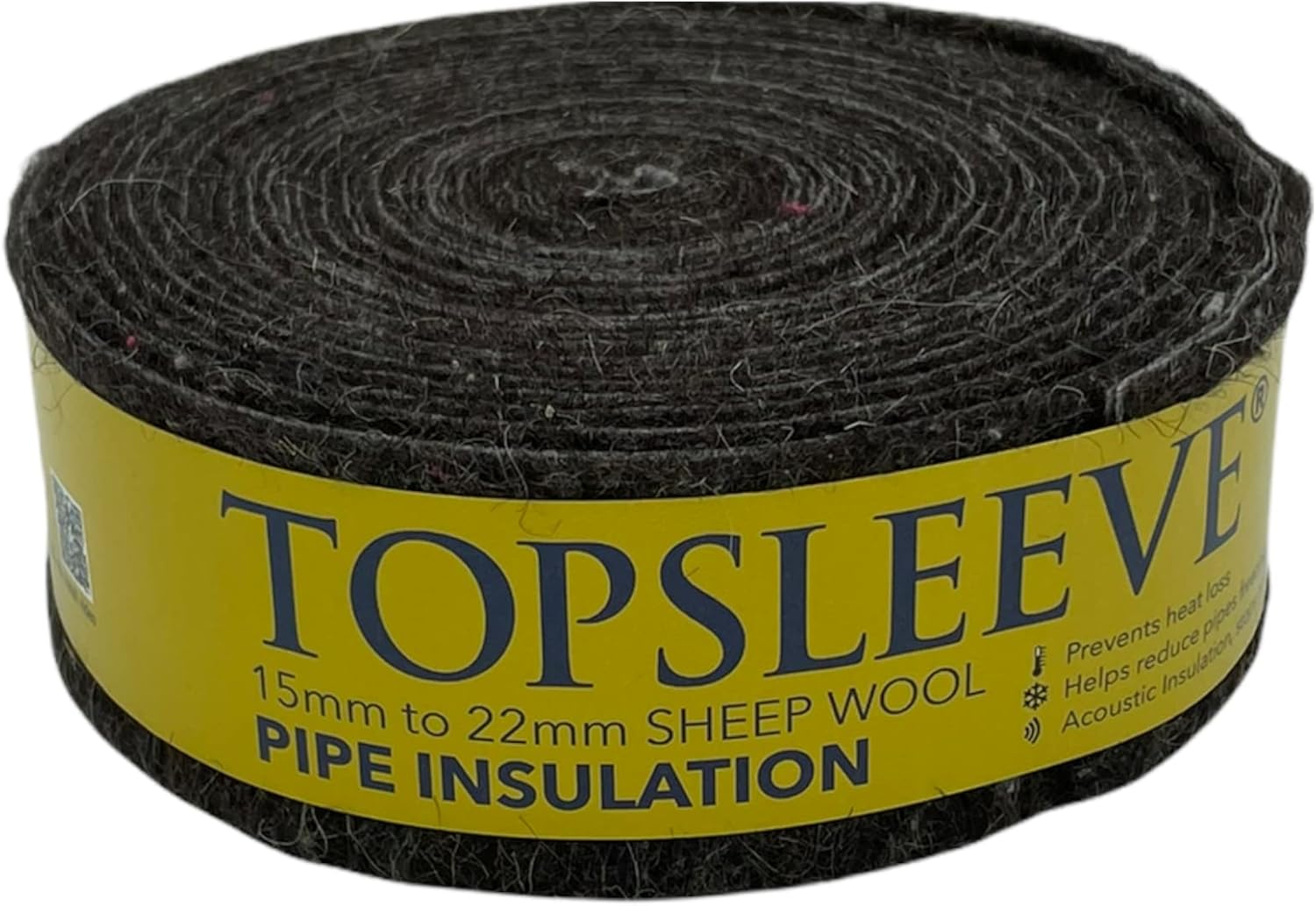 Topsleeve Pipe Insulation Lagging for 15mm and 22mm Copper Plastic Pipe Natural Sheep Wool 7.2 Metre Roll