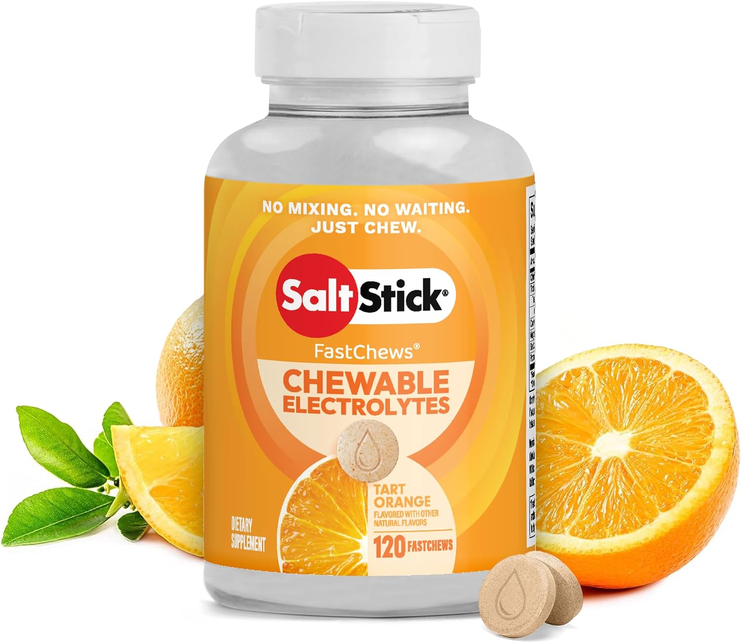 SaltStick High Sodium Electrolyte FastChews - Orange, 120 Tablets