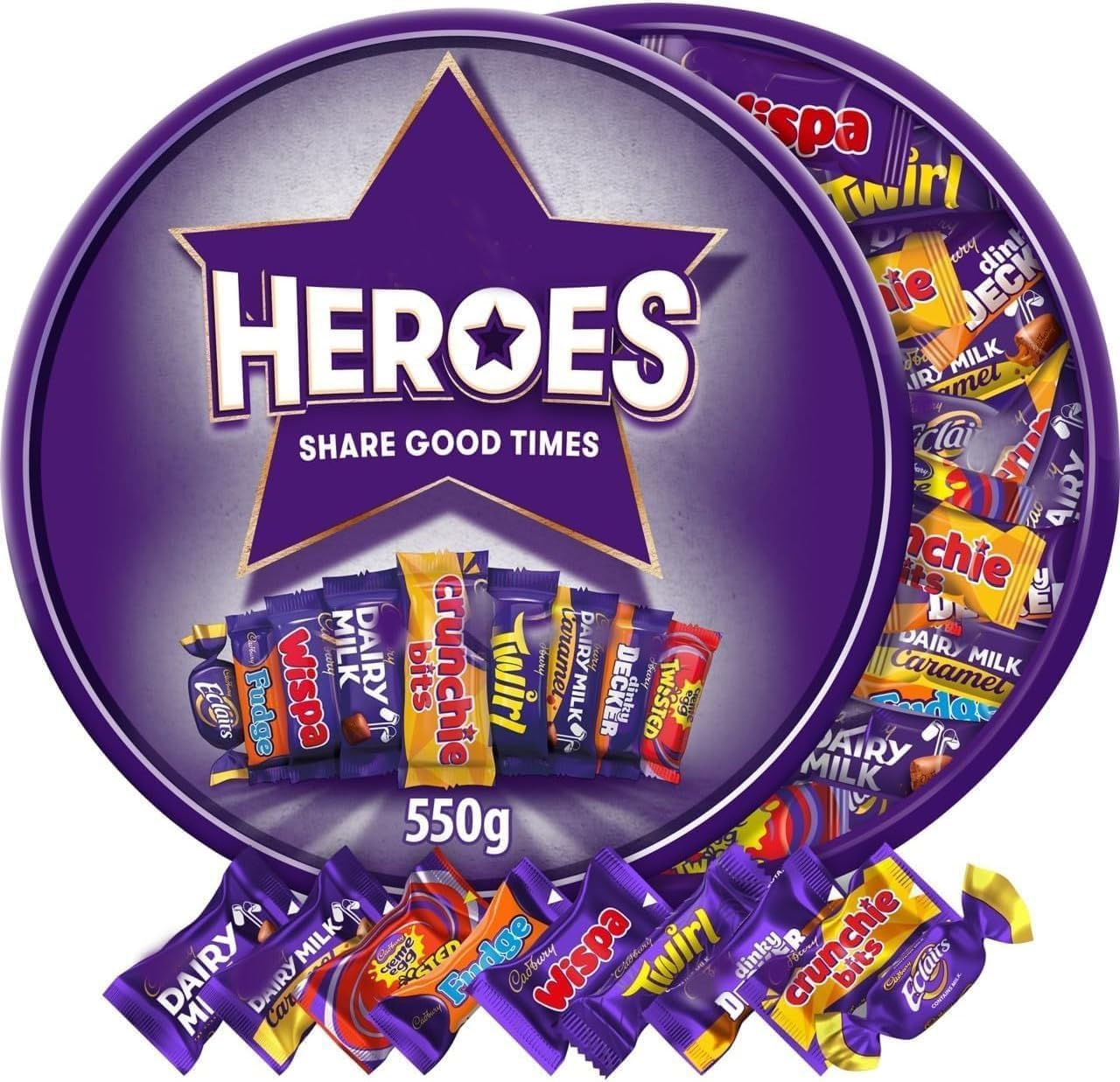 Chocolate Tub Heroes Chocolate Tub, 550g, Assorted Chocolates and Toffees (Pack of 1)