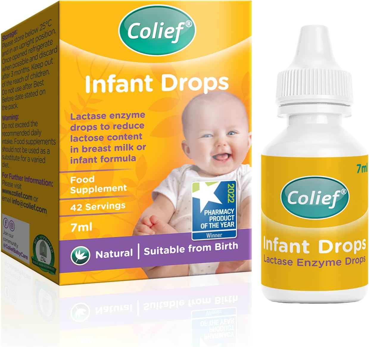 Colief Infant Drops | Lactase Enzyme Drops | Natural Colic Relief for Babies | Reduces Bloating, Wind and Crying | 7ml