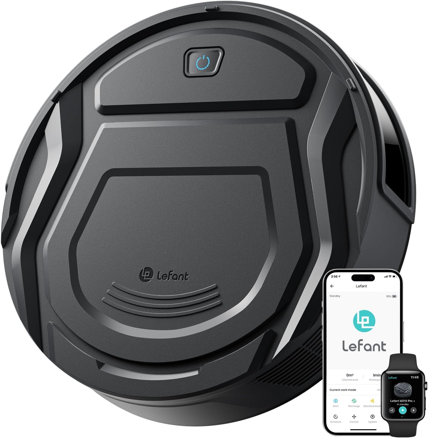 Lefant M210 Pro+ Robot Vacuum Cleaner - 4000Pa Strong Suction, PreciSense Obstacle Avoidance, Mini & Quiet, 200 Mins Runtime, Self-Charging, for Pet Hair/Hard Floors, Black