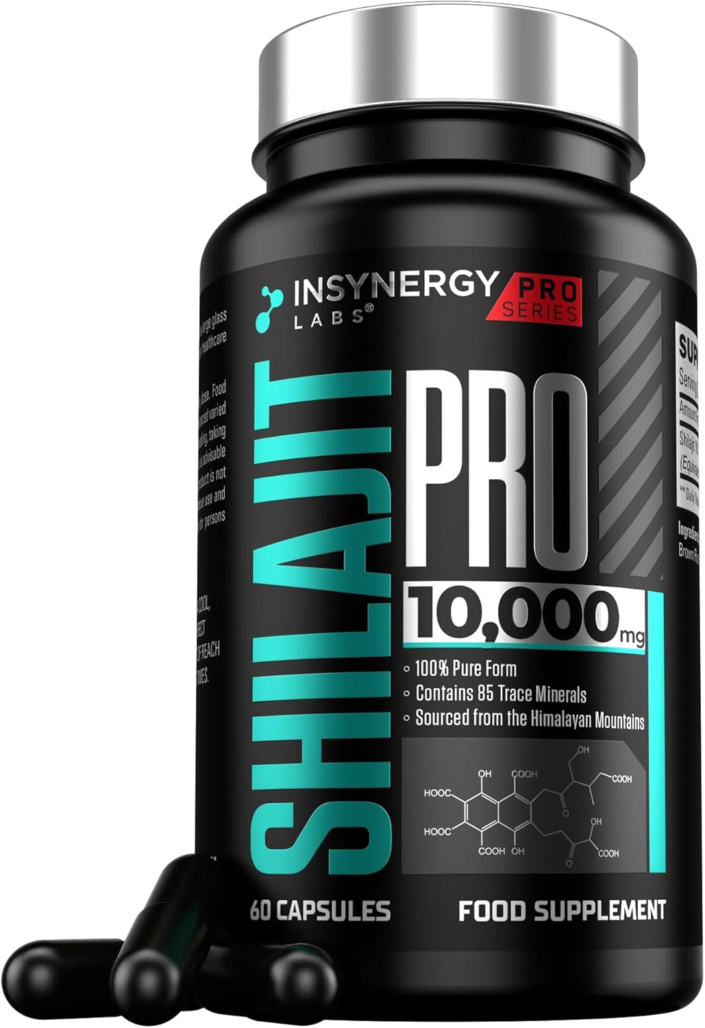 Shilajit Capsules, Shilajit Pro – Ultra Premium Grade Shilajit 10,000MG Organic Himalayan Shilajit, 60 Vegan Shilajit Resin Capsules Energy, Immune Support
