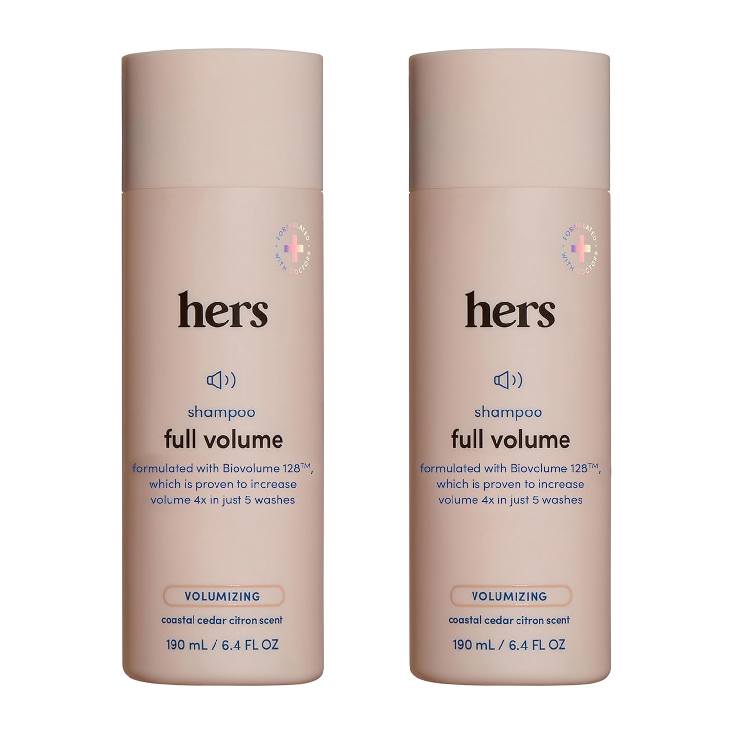hers Full Volume Shampoo, 2 Pack - Volumizing Shampoo for Women with Biotin - Adds Lightweight Volume, Shine & Bounce - Coastal Cedar Citron - 2 x 6.4 fl oz