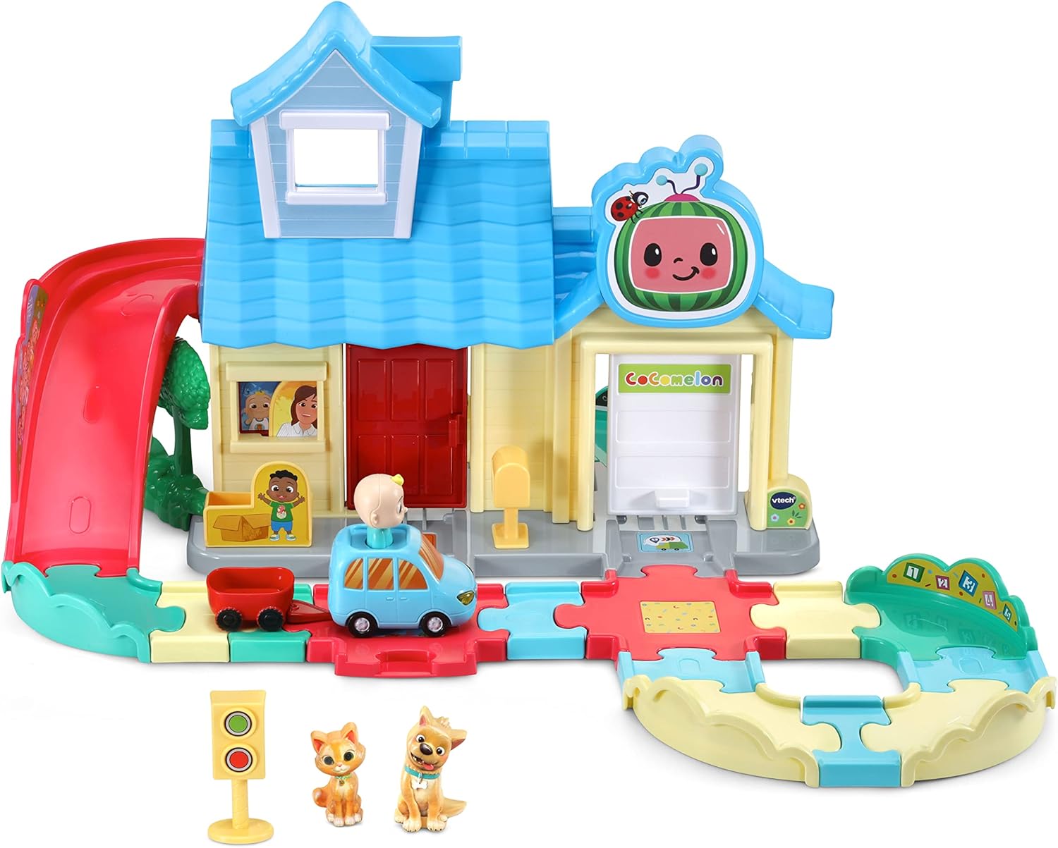VTech Toot-Toot Drivers CoComelon JJ's House Track Set, Vehicle Playset for Kids, Lights, Songs from Official CoComelon, Includes JJ's Family Car Suitable for 1, 2, 3, 4 + Years, English Version