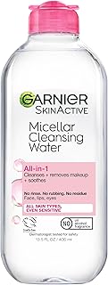 Garnier Micellar Water, Hydrating Facial Cleanser & Makeup Remover, Suitable for Sensitive Skin, Vegan, Cruelty Free, 13.5 Fl Oz (400mL), 1 Count