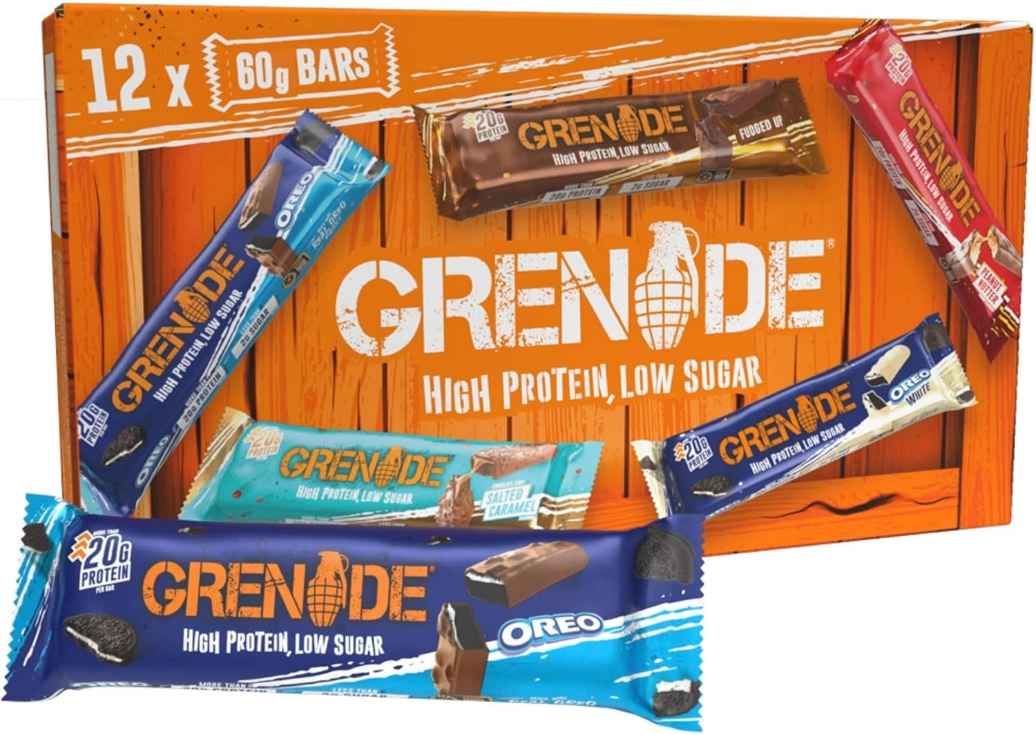 Grenade Selection Box - High Protein, Low Sugar Bars, 12 x 60 g Variety Pack (Packaging & Flavours May Vary)