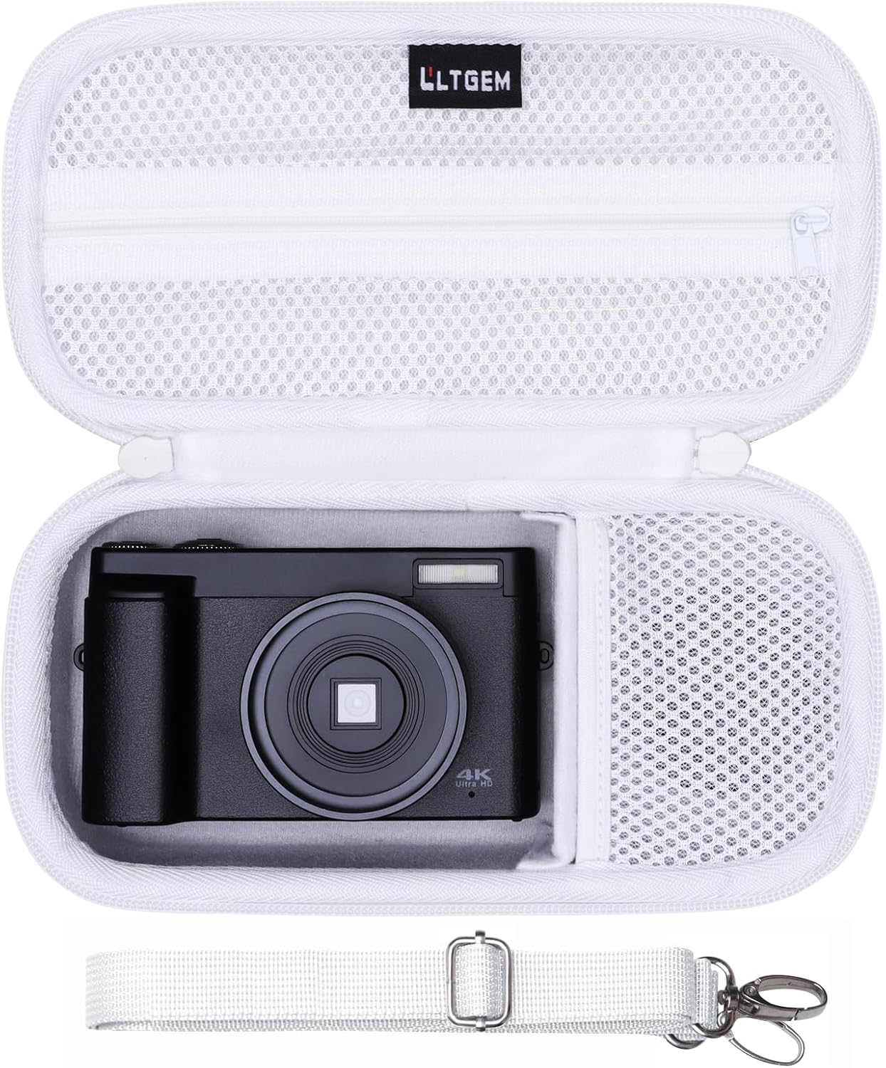 L LTGEM 4K Digital Camera Case Compatible with VJIANGER/YIGLLO/Zostuic/Duluvulu/Gavonde/XNSIAKXA/FlyFrost/SIXTARY/DUOCH 4K Vlogging Camera with Shoulder Strap, White