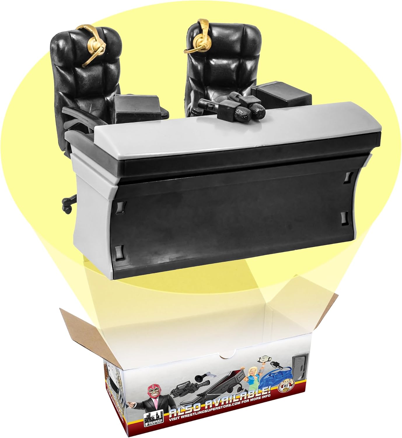 Ultimate Black Commentator Table Playset for Wrestling Action Figures