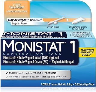 Monistat 1 Day Yeast Infection Treatment for Women, 1 Miconazole Ovule Insert & External Monistat Anti-Itch Cream Bundle