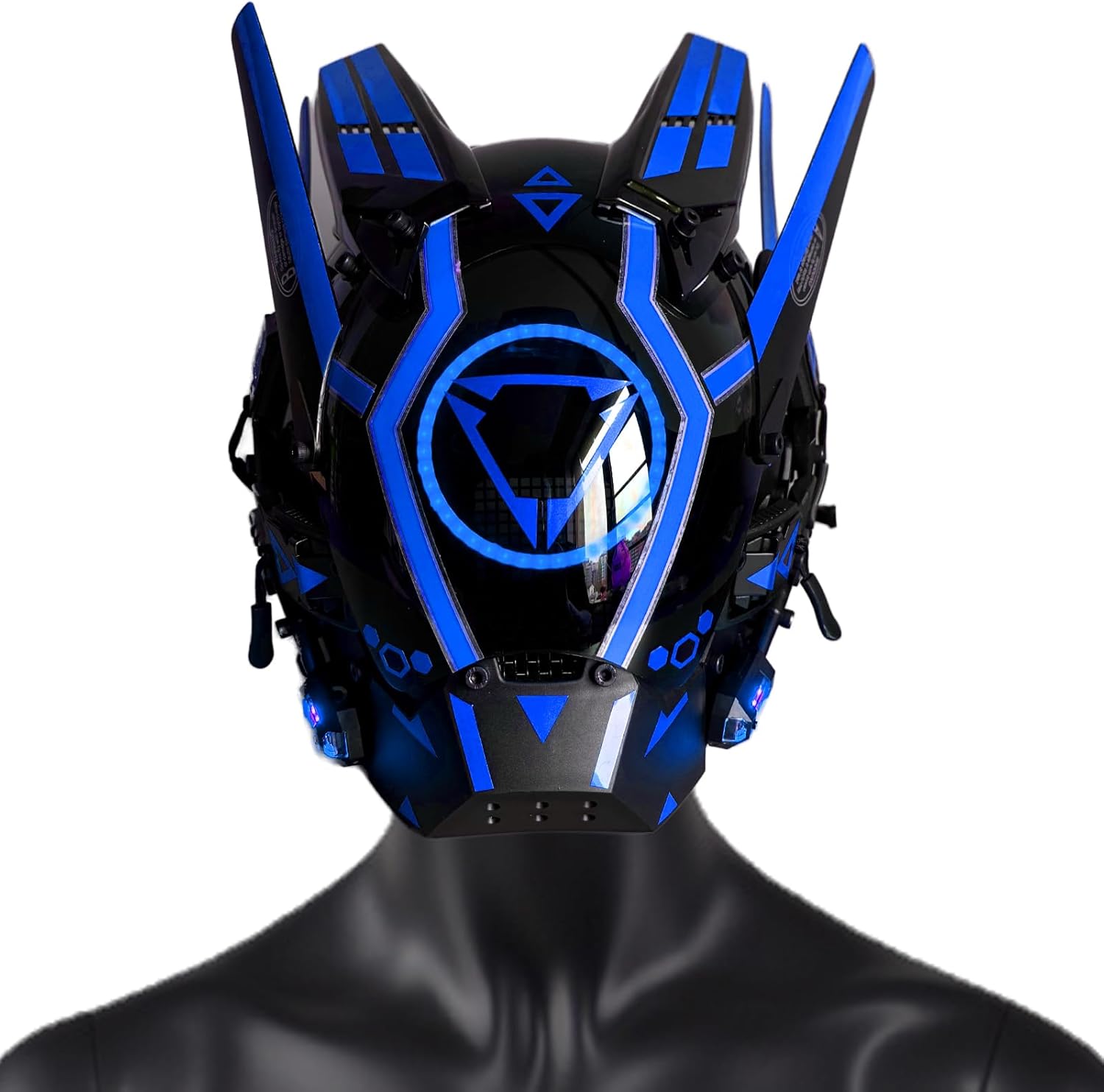 Punk Helmet for Adults, Futuristic Techwear Mask, Light Up Halloween Cosplay Mask